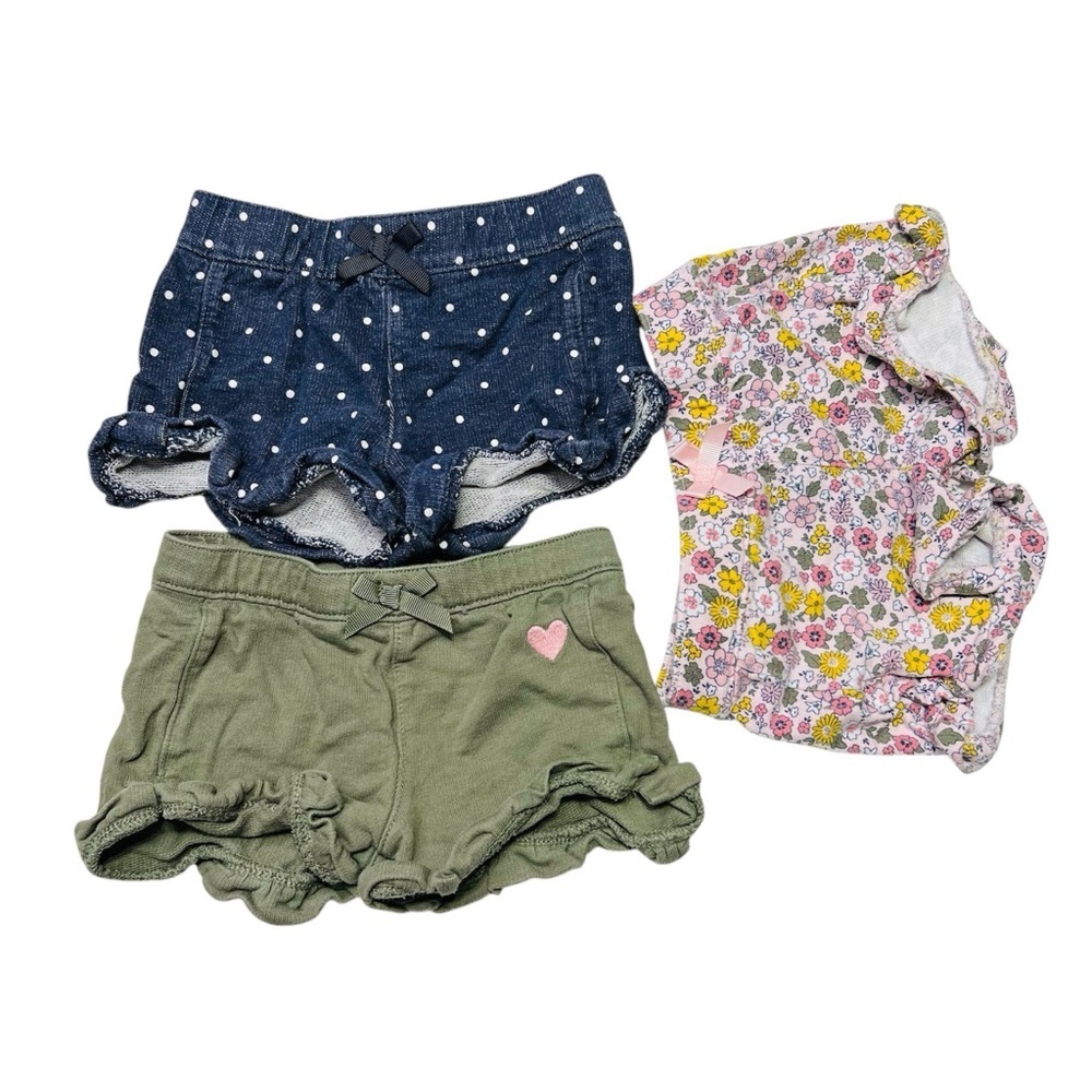 Carter's Blue and Green Shorts Set with Ruffled Details